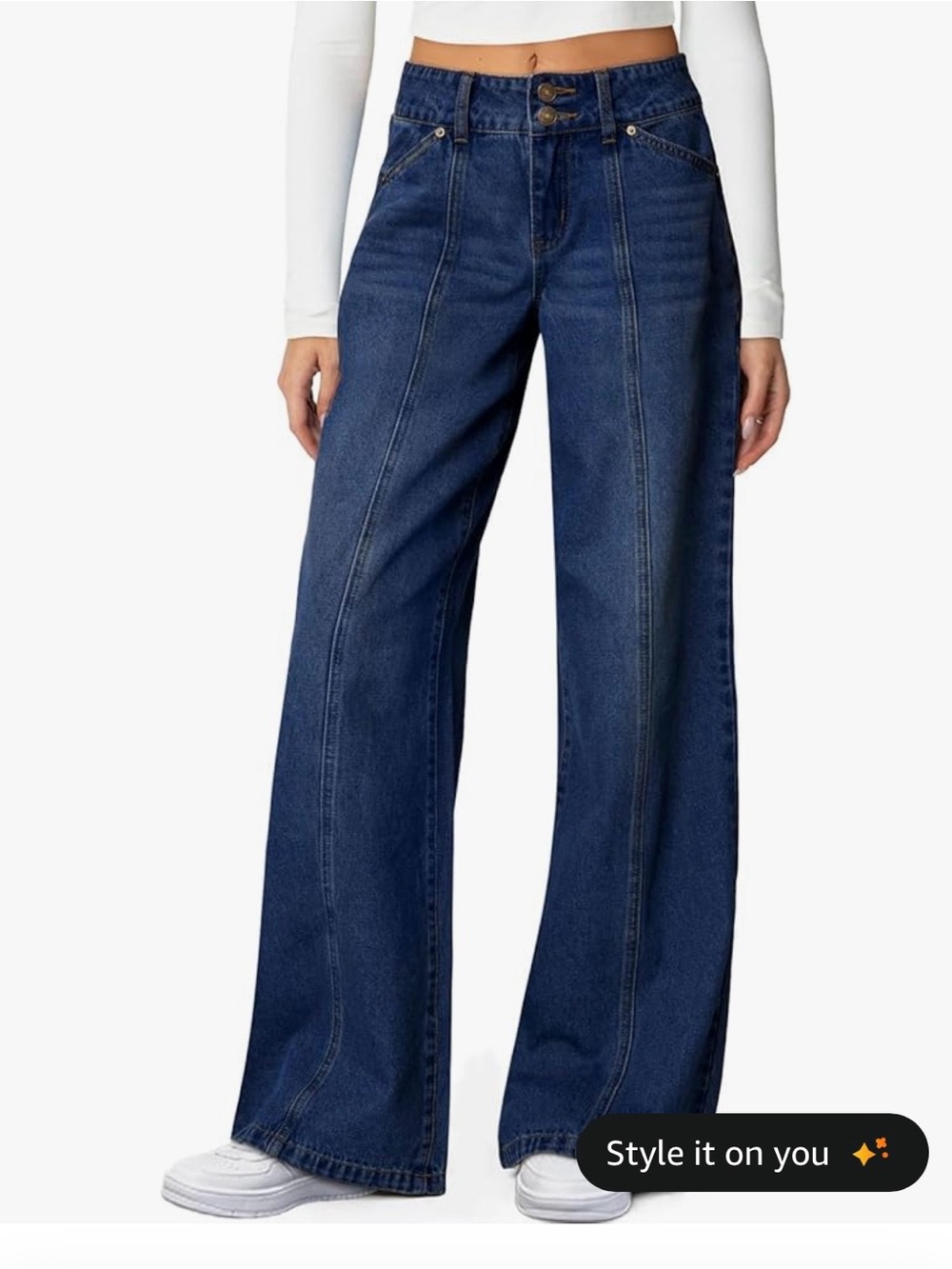 Sidefeel Women's Wide Leg Jeans- High waisted, stretchy, loose denim
